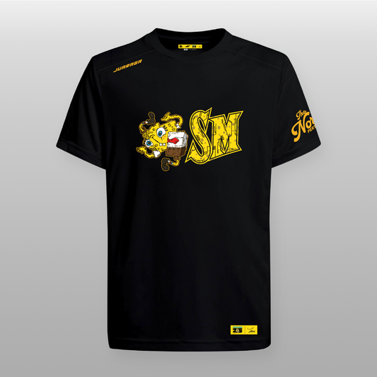 Juaraga T-Shirt Satria Muda Pertamina x Spongebob x MochSarm -  Hitam