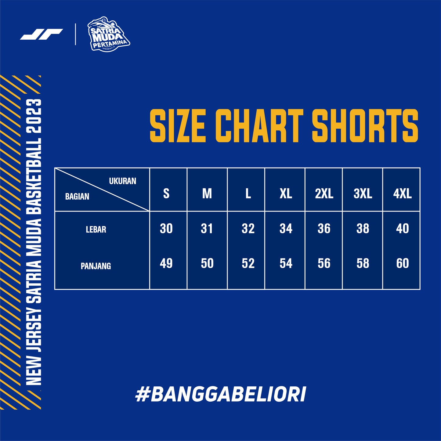 Juaraga Satria Muda Short Pants Jersey Basket Away 2023 - Putih