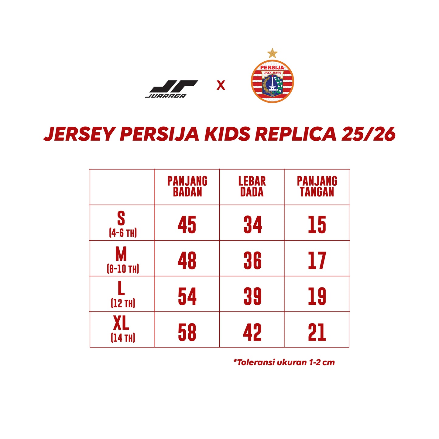 Juaraga Persija Jersey Stadium Version ShortSleeve Home 2025 Kids Home - Merah