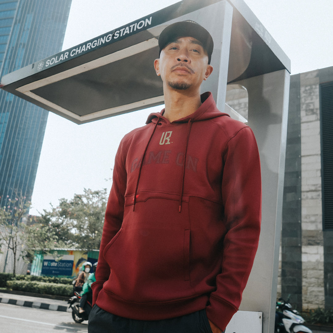Juaraga Sweater Hoodie - JR Game On Uncle Roe - Merah Maroon