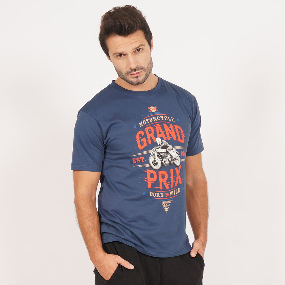 Juaraga MotoGP T-Shirt - Born Wild - Navy juaraga.id