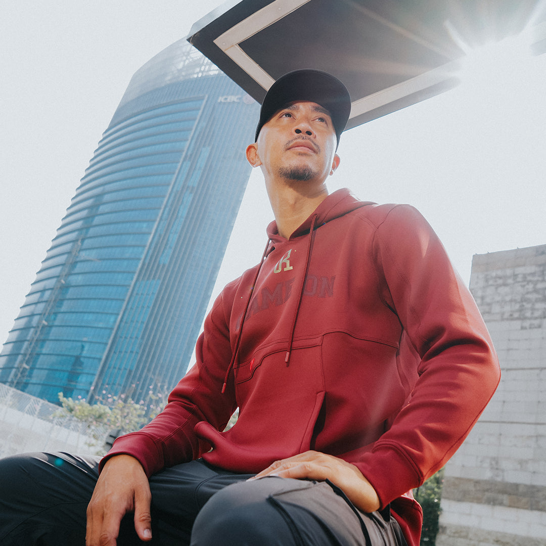 Juaraga Sweater Hoodie - JR Game On Uncle Roe - Merah Maroon