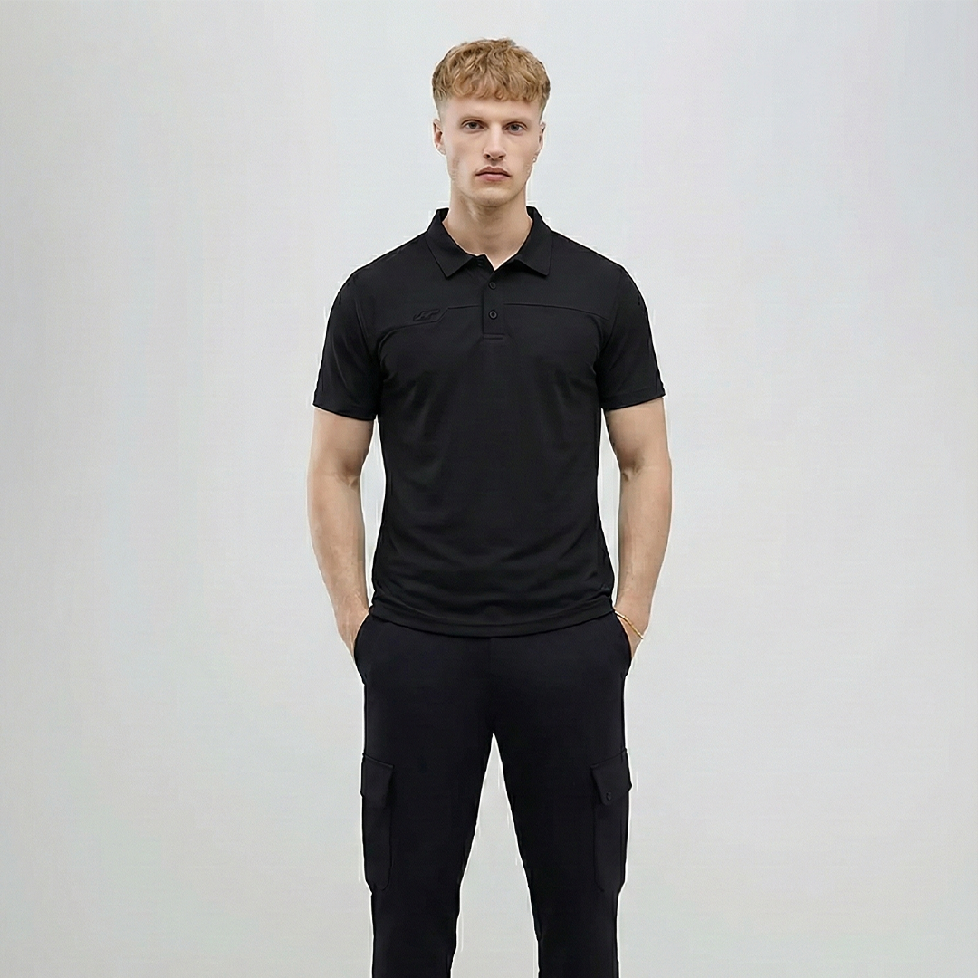 Juaraga JR Polo Signature 2.0 - Pria - Black/White/Turquoise - 100% Cotton - Breathable/Berkelas/Profesional/Olahraga/Padel/Golf/Tennis