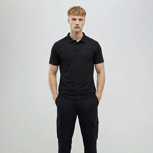 Juaraga JR Polo Signature 2.0 - Pria - Black/White/Turquoise - 100% Cotton - Breathable/Berkelas/Profesional/Olahraga/Padel/Golf/Tennis