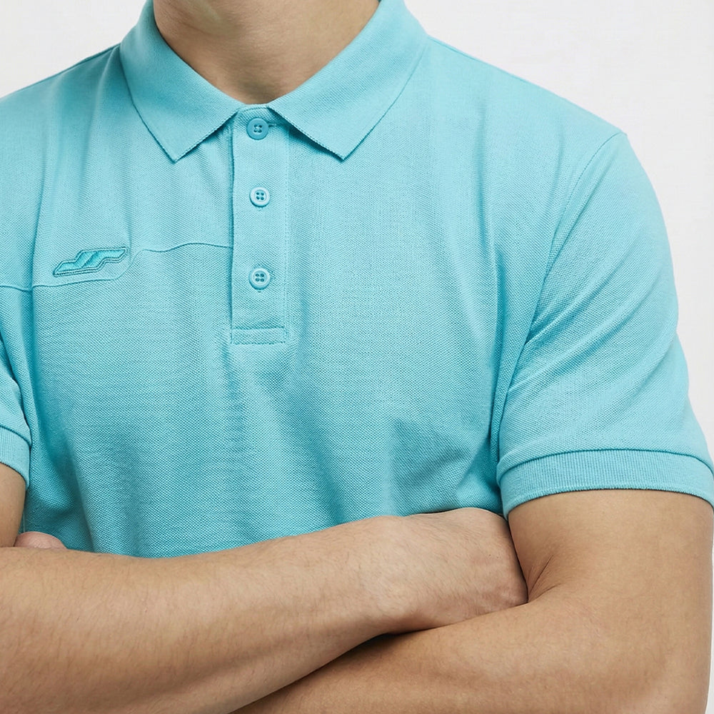 Juaraga JR Polo Signature 2.0 - Pria - Black/White/Turquoise - 100% Cotton - Breathable/Berkelas/Profesional/Olahraga/Padel/Golf/Tennis