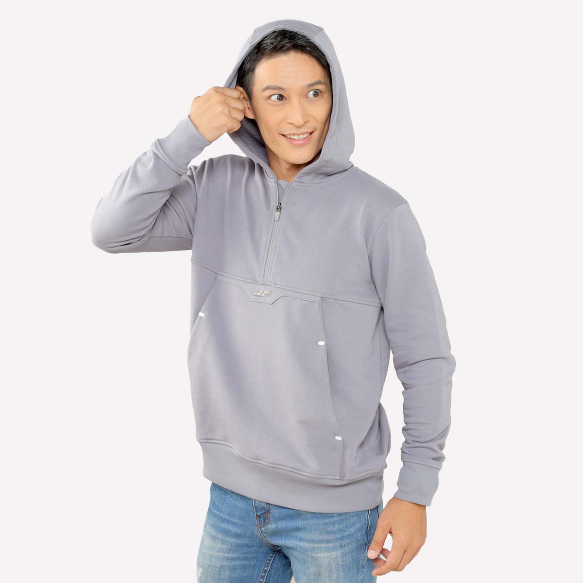 Juaraga Sweater Hoodie - JR Solid - Abu