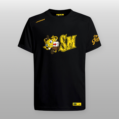 Juaraga T-Shirt Kids Satria Muda Pertamina x Spongebob x MochSarm - Hitam