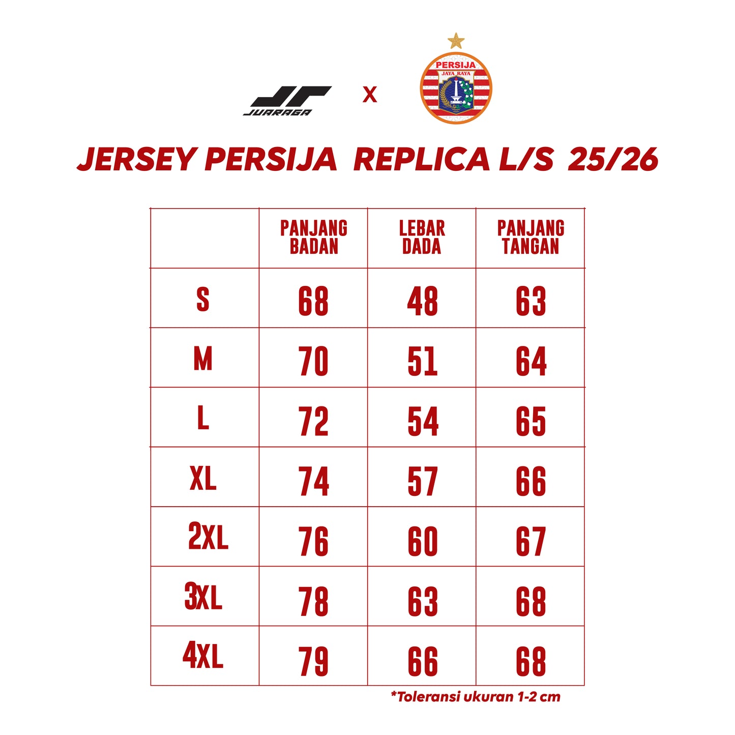 Juaraga Persija Jersey Match Stadium Version 2025 – Long Sleeve Home Merah