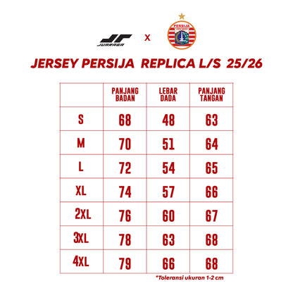 Juaraga Persija Jersey Match Stadium Version 2025 – Long Sleeve Home Merah