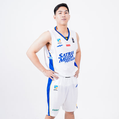 Juaraga Satria Muda Pertamina Jersey Basket - Match Away 2025 - Putih