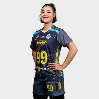 JUARAGA Jakarta Electric PLN Jersey Voli - Match Away 2024 Lightning Spikes - Hitam