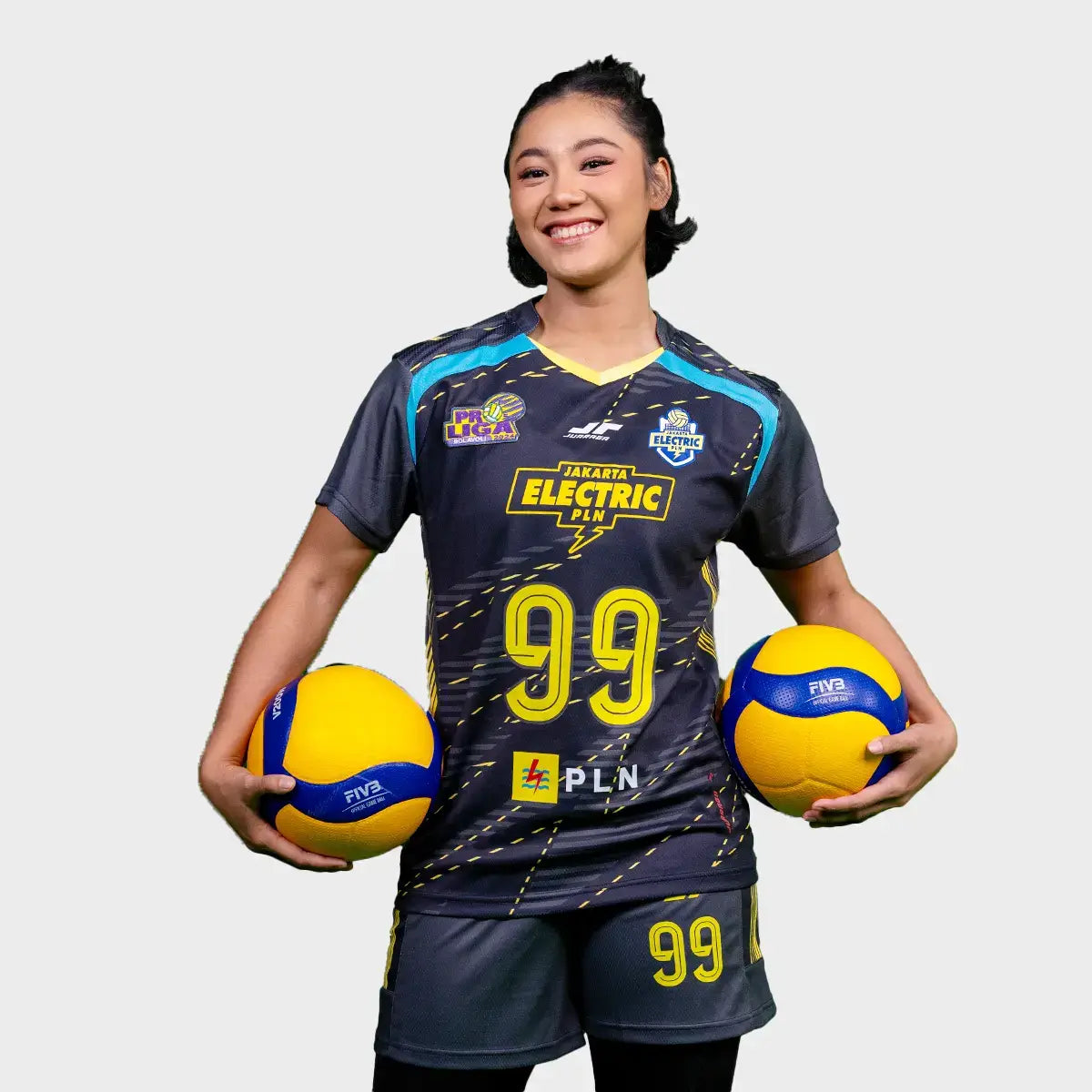 JUARAGA Jakarta Electric PLN Jersey Voli - Match Away 2024 Lightning Spikes - Hitam