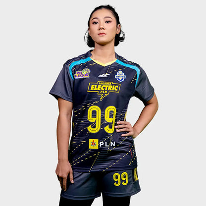 JUARAGA Jakarta Electric PLN Jersey Voli - Match Away 2024 Lightning Spikes - Hitam