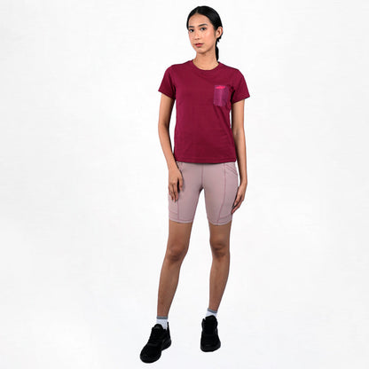 Juaraga T-Shirt - Wanita JR Prime Pocket Tee - Merah Maroon