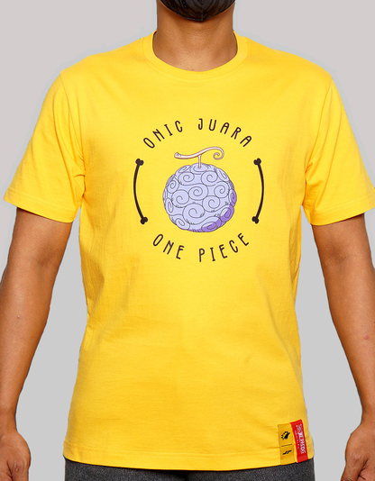 Juaraga T-Shirt - ONIC Juara X One Piece Alphabet Devil Fruit - Kuning juaraga.id