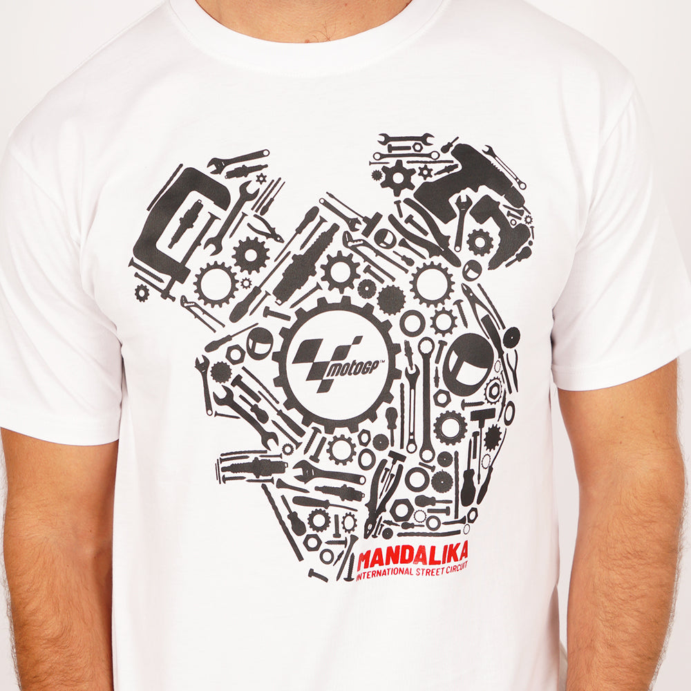 Juaraga MotoGP T-Shirt - Engine Mechanical Mandalika - Putih juaraga.id